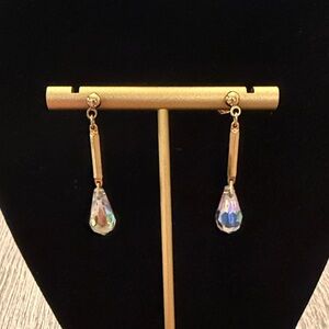 Elegant Gold and Iridescent Drop Earrings